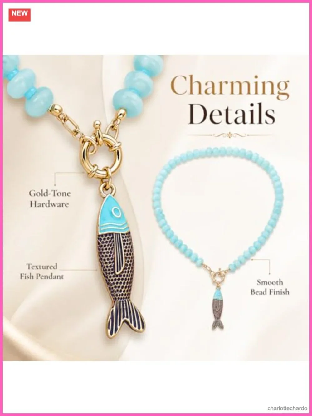 Fish Pendant Beaded Necklace Acrylic Resin Boho Summer Charm Women's Jewelry